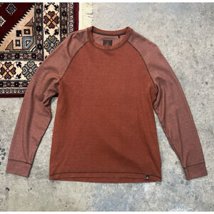 prAna Drifter Crew Pullover Sweater Shirt Mens Large Orange Long Sleeve Raglan